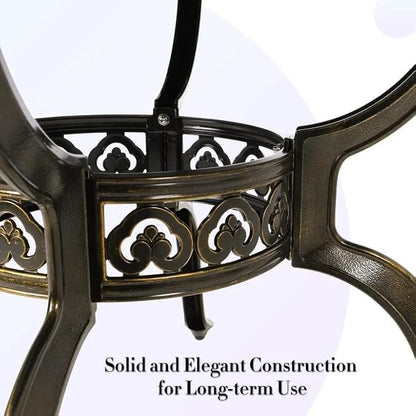 Patio Dining Table,Cast Aluminum Patio Table with Umbrella Hole, Outdoor Bistro Table for Backyard, Garden, Patio