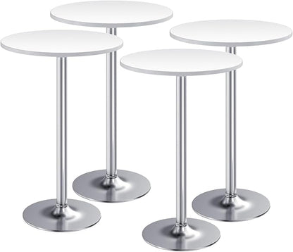 Furmax Bistro Pub Table Round Bar Height Cocktail Table for Home Bar, Small Round Bar Tables for Party, Dining Room, Living Room and Wedding, Metal Base MDF Top Obsidian, 40.6 Inch Height (4, White-2)