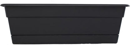 Bloem Dura Cotta 18" Black Resin Rectangle Window Box Planter with Saucer Tray for Indoor and Outdoor Gardening