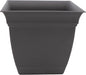 The HC Companies Eclipse Square Plastic Planter w/ Attached Saucer - Outdoor & Indoor Plant Pot with Drainage Holes - Lightweight, UV-Resistant Plastic Pots For Plants (8" Warm Gray, Pack of 1)