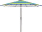 MEWAY 9ft Patio Umbrella Outdoor Table Umbrellas with Push Button Tilt and Crank, Market Umbrella 8 Sturdy Ribs for Deck, Garden, Pool and Backyard, Blue-Green Stripe