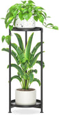 iDavosic.ly 2 Tier Corner Plant Stand Indoor, Tall Vertical Metal Flower Heavy Duty Pot Holder Shelf Outdoor for Patio Porch Living Room, Modern Black - Round