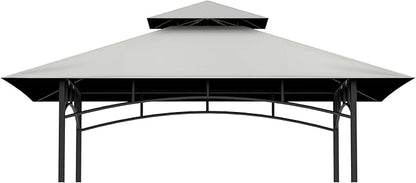 Grill Gazebo Replacement Top, 5 * 8 Outdoor BBQ Top Cover, Double Layer BBQ Gazebo Top Canopy for Model #L-GG001PST-F (Gray)