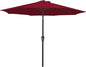 MEWAY 9ft Patio Umbrella Outdoor Table Umbrellas with Push Tilt and Crank, Market Umbrella 8 Sturdy Ribs for Deck, Garden, Pool and Backyard, Cherry Red