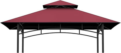 Grill Gazebo Replacement Top, 5 * 8 Outdoor BBQ Top Cover, Double Layer BBQ Gazebo Top Canopy for Model #L-GG001PST-F (Burgundy)
