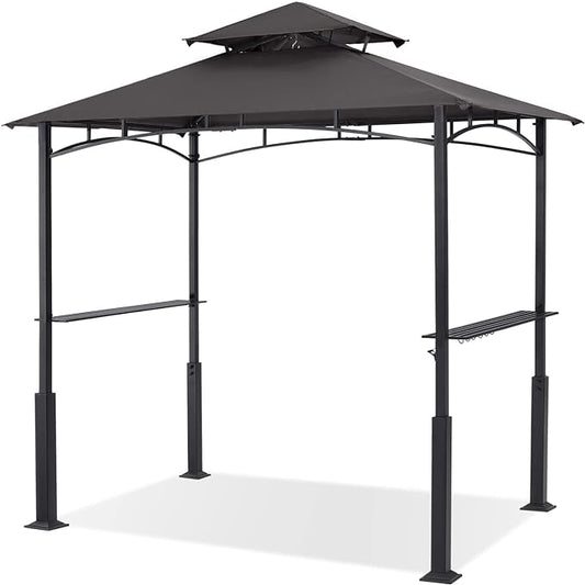 ABCCANOPY 8x5 Grill Gazebo - Outdoor BBQ Canopy Shelter with Led Light for Patio Backyard Grilling (Dark Grey)