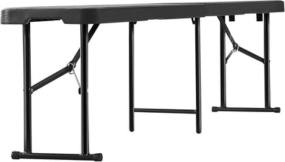 VEVOR Plastic Folding Bench, 6ft Portable Folding Bench, Smooth High Density Polyethylene Waterproof Outdoor Bench, Picnic Camping Table with Handle for Garden Soccer Playtime, Black (1 Pack)