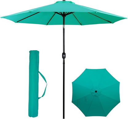 Backyard Expressions 9 ft. Patio Umbrella, Market Table Umbrella w/Tilt and Crank, 8 Ribs
