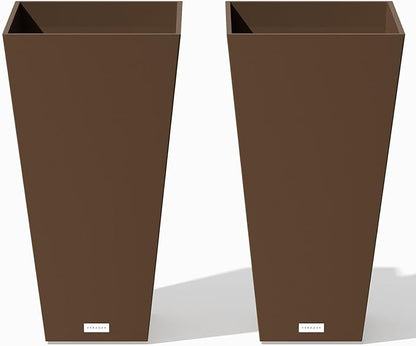 Veradek V-Resin Indoor/Outdoor Taper Planter, 2-Pack (26 inch, Espresso)