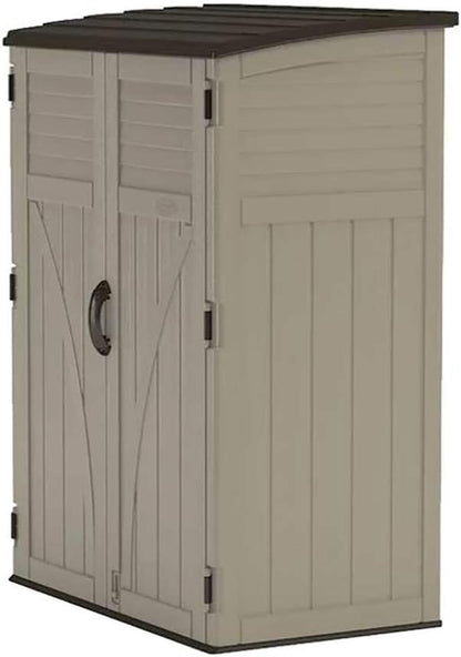 Suncast Outdoor Storage Shed, Water Resistant Resin Vertical Outdoor Storage Cabinet for Patio, Garden Tools, Cushions, & Equipment, Weatherproof Multi-Wall Design, 54 cu. ft., Made in USA