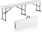 VEVOR Plastic Folding Bench, 6ft Portable Folding Bench, Smooth High Density Polyethylene Waterproof Outdoor Bench, Picnic Camping Table with Handle for Garden Soccer Playtime, White (1 Pack)