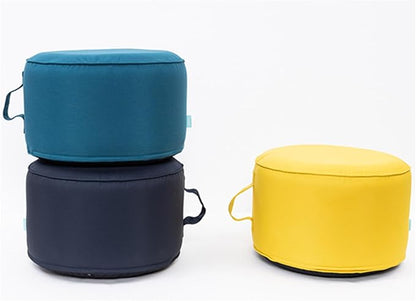 QILLOWAY Indoor/Outdoor Inflatable Stool,Round Ottoman,All Weather Foot Rest for Camping or Home,Yellow