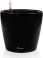 Dexceder 11x10 Inches High Gloss Self Watering Planter Indoor Outdoor, Inner Pot Design, Thickened Table Flower Plant Pot with Water Level Indicator (Black)