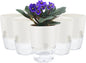 ShineMe Self Watering Pots, 5 Pack Self Watering Planters for Indoor Plants, 4.1 inch Plastic Plant and Flower Pots for African Violets, Herbs, Aloe, Peace Lily with Absorbent Cotton Rope