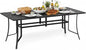 Tangkula 76" x 36" Metal Patio Dining Table for 8, Rectangle Heavy Duty Outdoor Dining Table with Umbrella Hole, 8-Person Outside Dining Furniture for Porch, Garden, Balcony and Backyard
