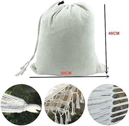 Hammock Brazilian Double Hammocks Soft Comfortable Fabric Cotton Canvas Hanging Portable Two Person Hammock Boho Fringe Large for Adults Backyard Travel
