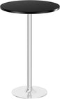 Flamaker Round Bistro Pub Table Modern Style Metal Base MDF Top Cocktail Bar Table Counter Bar Height for Pub, Dining Room, Party (1, Black-Silver)