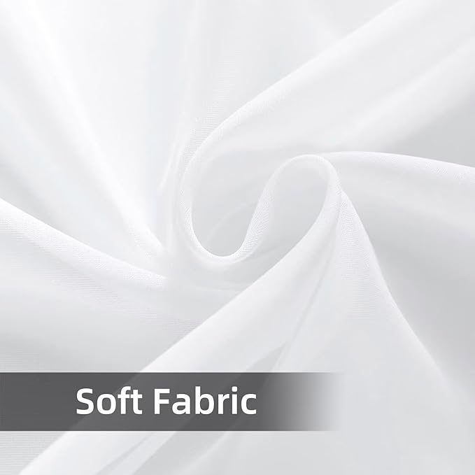 SpaceDresser Waterproof Outdoor Sheer Curtains for Patio - 2 Panels Rod Pocket Indoor Voile Sheer Curtain for Living Room,52W x 84L inch, White
