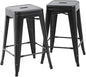 FDW Metal Bar Stools Set of 4 Counter Height Bar Stools 24 Inches Industrial Bar Chairs Patio Stool Stackable Backless Stool Indoor Outdoor Metal Kitchen Stools Bar Chairs (Black Set of 2, 24")