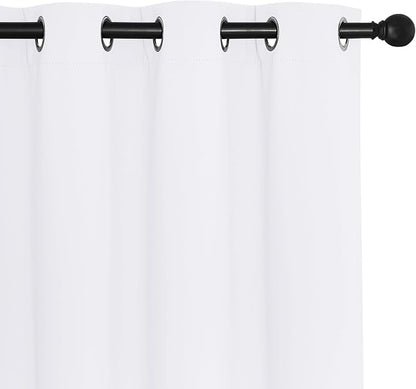 NICETOWN Patio Blackout Curtain Panels - Extra Wide Sliding Door Thermal Insulated Drape, Privacy Room Divider Curtain for Bedroom Office (White, 66 x 118 Inch Long)