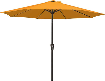 MEWAY 9ft Patio Umbrella Outdoor Table Umbrellas with Push Tilt and Crank, Market Umbrella 8 Sturdy Ribs for Deck, Garden, Pool and Backyard, Bright Orange