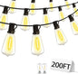 Outdoor Patio String Lights 200ft: ST38 LED Shatterproof Bulbs 3 Modes Button Control - Waterproof Connectable Lights - Wedding Bistro Party Gazebo Backyard Decorative