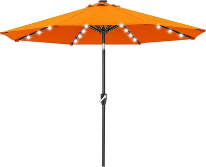 ABCCANOPY Durable Solar Led Patio Umbrellas with 32LED Lights 11FT (Orange)