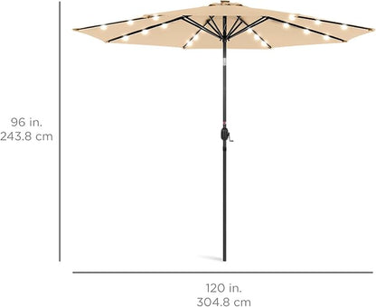 Best Choice Products 10ft Solar Polyester LED Lighted Patio Umbrella w/Tilt Adjustment and UV-Resistant Fabric