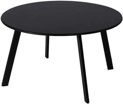 Patio Coffee Table - Metal Steel Outdoor Round Table Weather Resistant Anti-Rust Table (Black)
