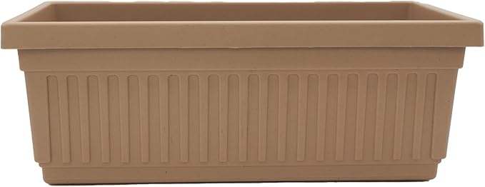 The HC Companies Venetian Window Planter Box w/Drain Plug - Long Planter Box for Windowsills, Balconies & More - Plastic Large Rectangular Planters for Herbs & Flowers (24" Sandstone, Pack of 1)