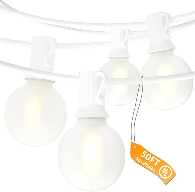 Indoor String Lights, 50 FT Frosted White G40 LED Bulbs
