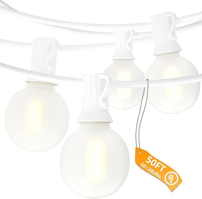 Indoor String Lights, 50 FT Frosted White G40 LED Bulbs