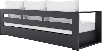 Modway Tahoe Aluminum Outdoor Patio Sofa in Gray White