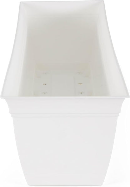 The HC Companies Indoor Outdoor 30 Inch Eclipse Series Window Flower Garden Ornamental Planter Box with Removable Attached Saucer, White (2 Pack)