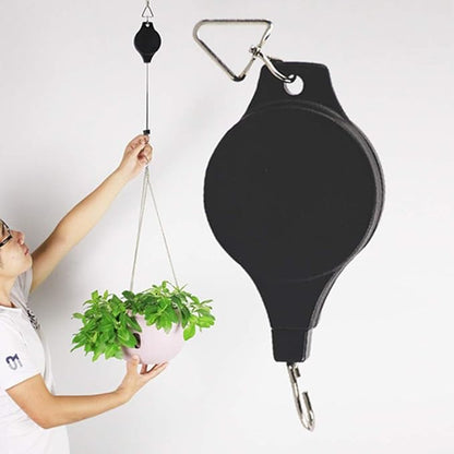 Pack Plant Hook Pulley, Retractable Plant Hanger Easy Reach Hanging Flower Basket for Garden Baskets Pots and Birds Feeder Hang High up and Pull Down to Water Or Feed (Black 6Pack)
