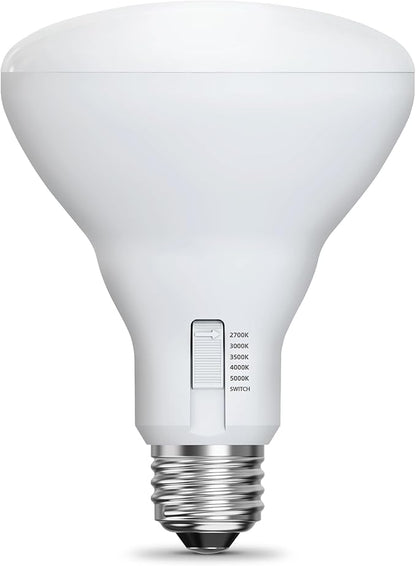 Feit Electric BR30 LED Light Bulb, 65W Equivalent, Dimmable, 650 Lumens, 5-Color Adjustable White, 90+ CRI, General Purpose Flood & Track Lighting, 25,000-Hour Lifetime, BR3065DM/6WYCA/6, 6 Pack