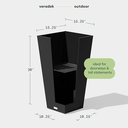 Veradek V-Resin Indoor/Outdoor Taper Planter (30 inch, Black)