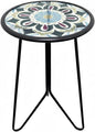 LIFFY Outdoor Side Table,12" Indoor Small Round Glass Tabletop Accent Table with Metal Frame, Home Decorative Plant Stand & End Table Outside for Patio, Garden, Yard, Kitchen, Porch