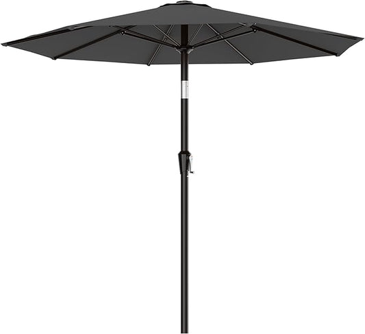 AreShark 9 FT Patio Umbrella for Outdoor, Outdoor Table Umbrella with Push Button Tilt and Crank, Outdoor Patio Umbrellas with 8 Sturdy Ribs for Market, Garden, Pool (Gray)