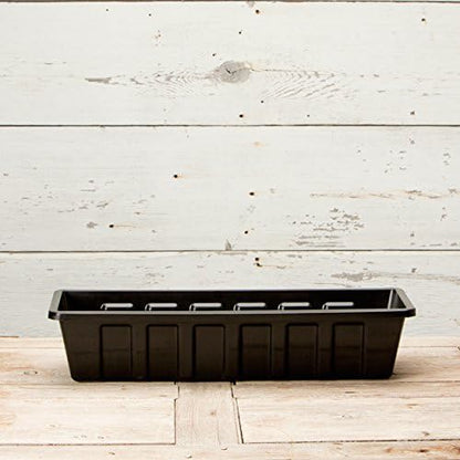 Root & Vessel Poly-Pro Plastic Flower Box Planter, Black, 24-Inch