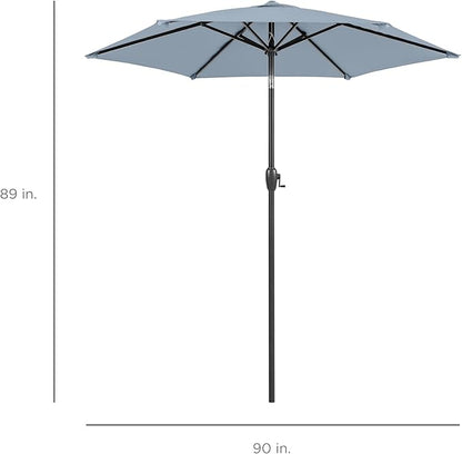 Best Choice Products 7.5ft Heavy-Duty Round Outdoor Market Table Patio Umbrella w/Steel Pole, Push Button Tilt, Easy Crank Lift - Breeze Blue