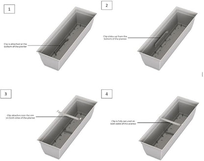The HC Companies 24 Inch Eclipse Window Planter Box with Drainage Holes & Attached Saucer, Lightweight UV-Resistant Plastic Indoor & Outdoor Planters, 2-Pack Flower Box for Garden & Home Decor, White