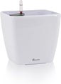 Dexceder 11x10 Self Watering Planter Indoor Outdoor, Inner Mat Design, Thickened Table Flower Plant Pot with Water Level Indicator (White High Gloss)