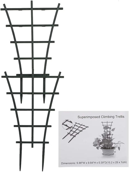 Trellis Small Outdoor, Mini Vine Support Indoor Plant Trellis for Climbing Plants Patio Pot Stackable Potted Stakes Plastic Houseplant Superimposed Garden Planter Vegetable Flower 5.91“ W x 10.24” h