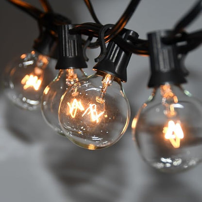String Lights 100 Ft Outdoor Waterproof with 105 G40 Warm White Bulbs