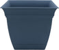 The HC Companies Eclipse Square Plastic Planter w/ Attached Saucer - Outdoor & Indoor Plant Pot with Drainage Holes - Lightweight, UV-Resistant Plastic Pots For Plants (6" Slate Blue, Pack of 1)