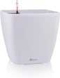 Dexceder 18x17 Self Watering Planter with Wheels Indoor Outdoor, Inner Mat Design, Thickened Large Floor Standing Flower Plant Pot with Water Level Indicator (White Matte)
