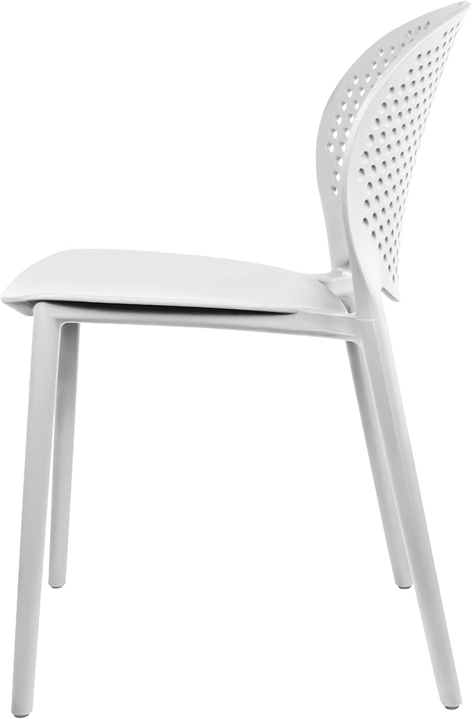 Patio Dining Chairs, Set of 2 White Stackable Plastic Chairs