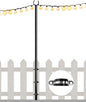 10FT String Light Pole for Outdoor, Heavy Duty Metal Lighting Stand Pole for Deck Fence Railing Backyard Patio Holiday Wedding Party Decorations (1 Pack)