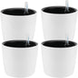 4 Pack 7 Inch Self Watering Planter for Indoor Plants, White Decorative Round Plastic Self Watering Pots with Level Indicators for Soil Planting, Flowers, Herb, African Violet, Succulent